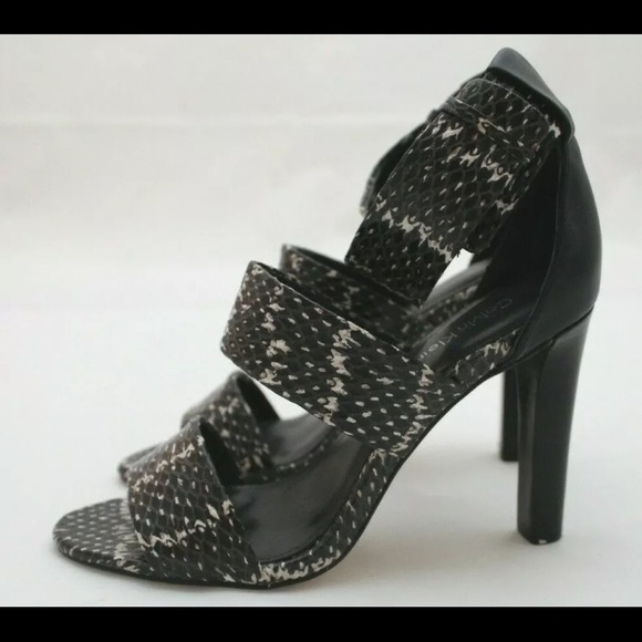Calvin Klein Snake Print Strappy Heels - Picture 3 of 5